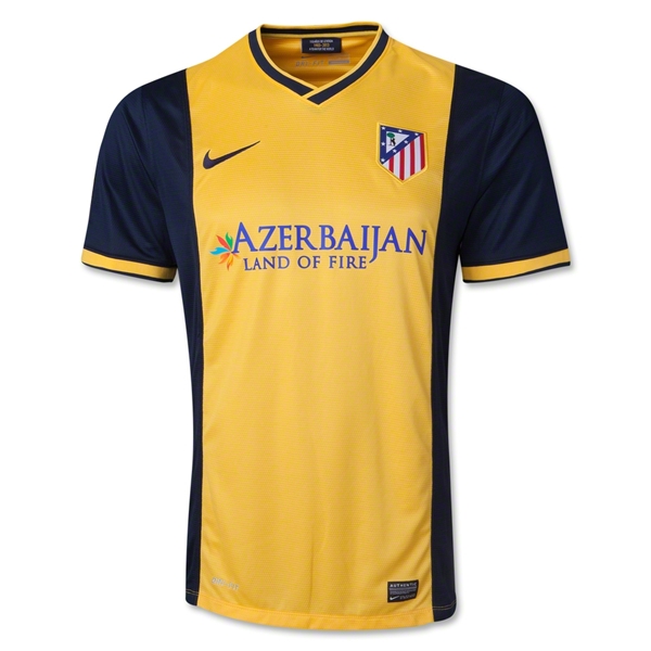 13-14 Atletico Madrid Away Yellow Soccer Jersey Shirt - Click Image to Close